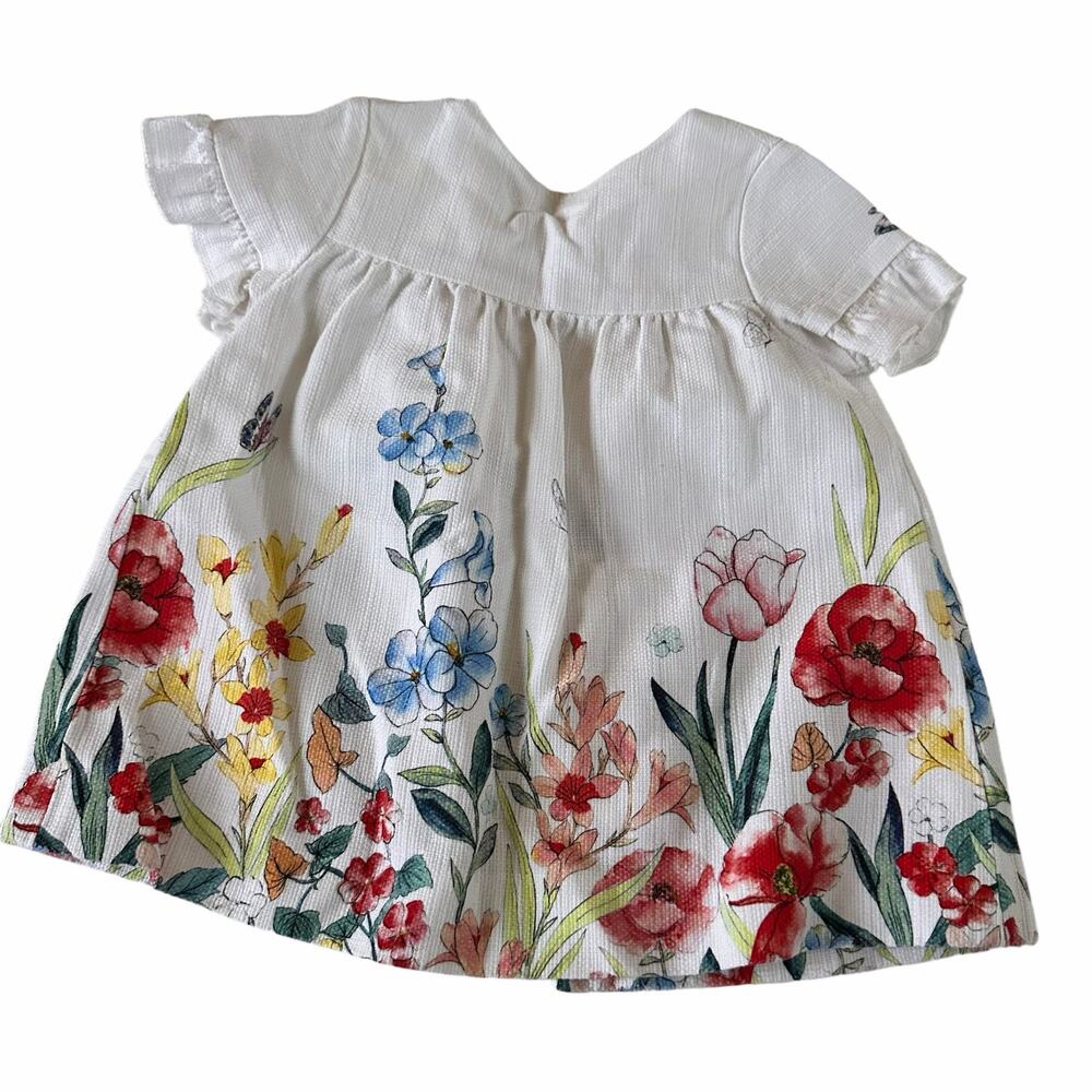 Zara Floral Dress - 6-9 Months - Ruffle Sleeves - Lined